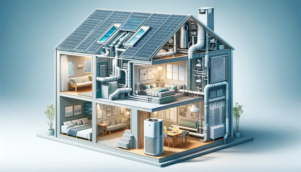 Casa con sistemas de renovación de aire en viviendas.