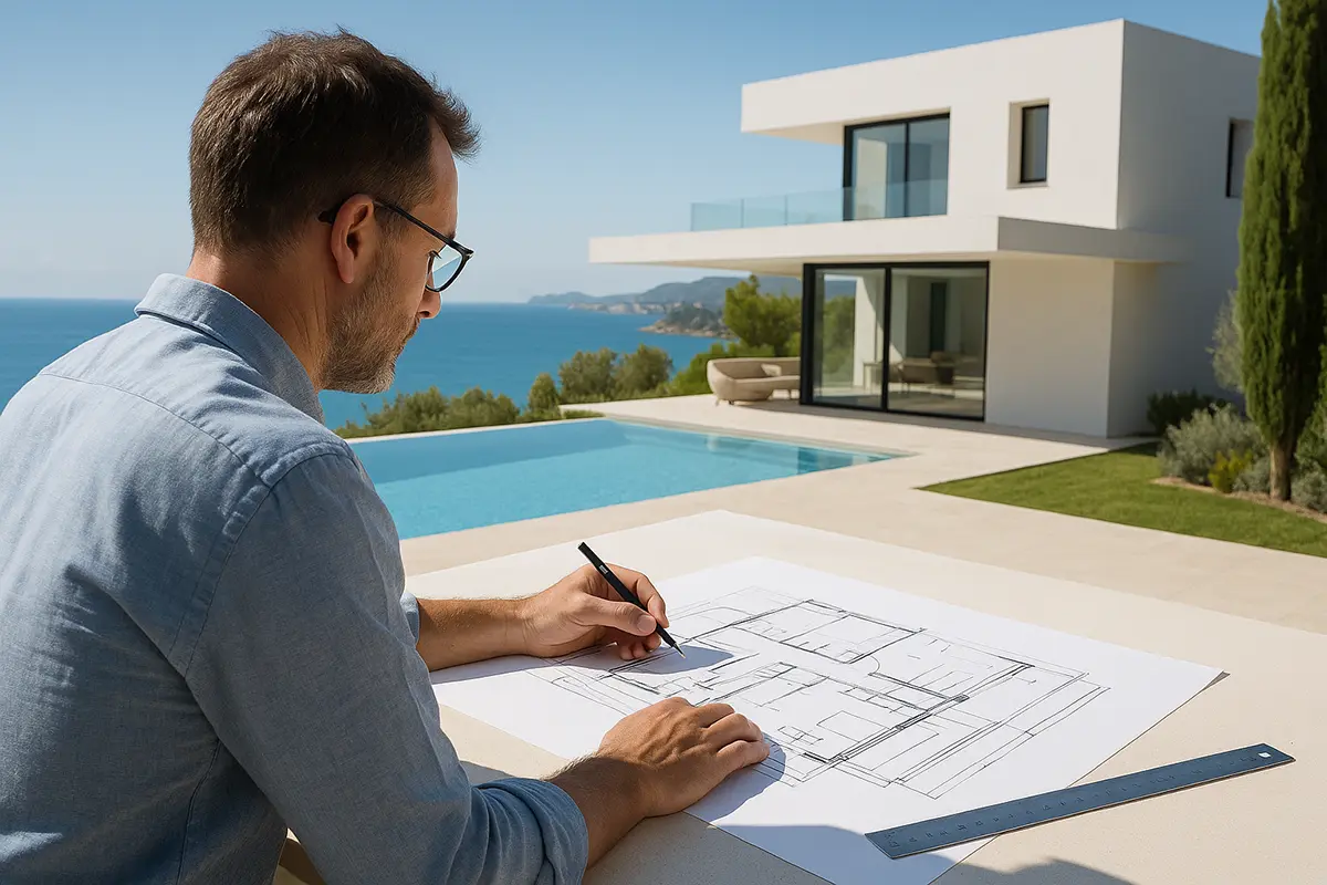 Arquitecto diseñando para construir en Jávea una vivienda mediterránea moderna con vistas al mar en la Costa Blanca