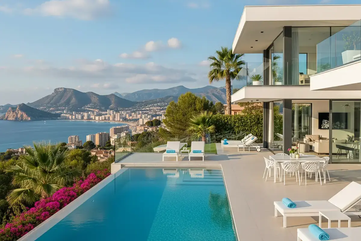 Villa de diseño moderno con piscina y vistas al mar en Altea, Costa Blanca, proyecto ideal para inversores de Polonia.