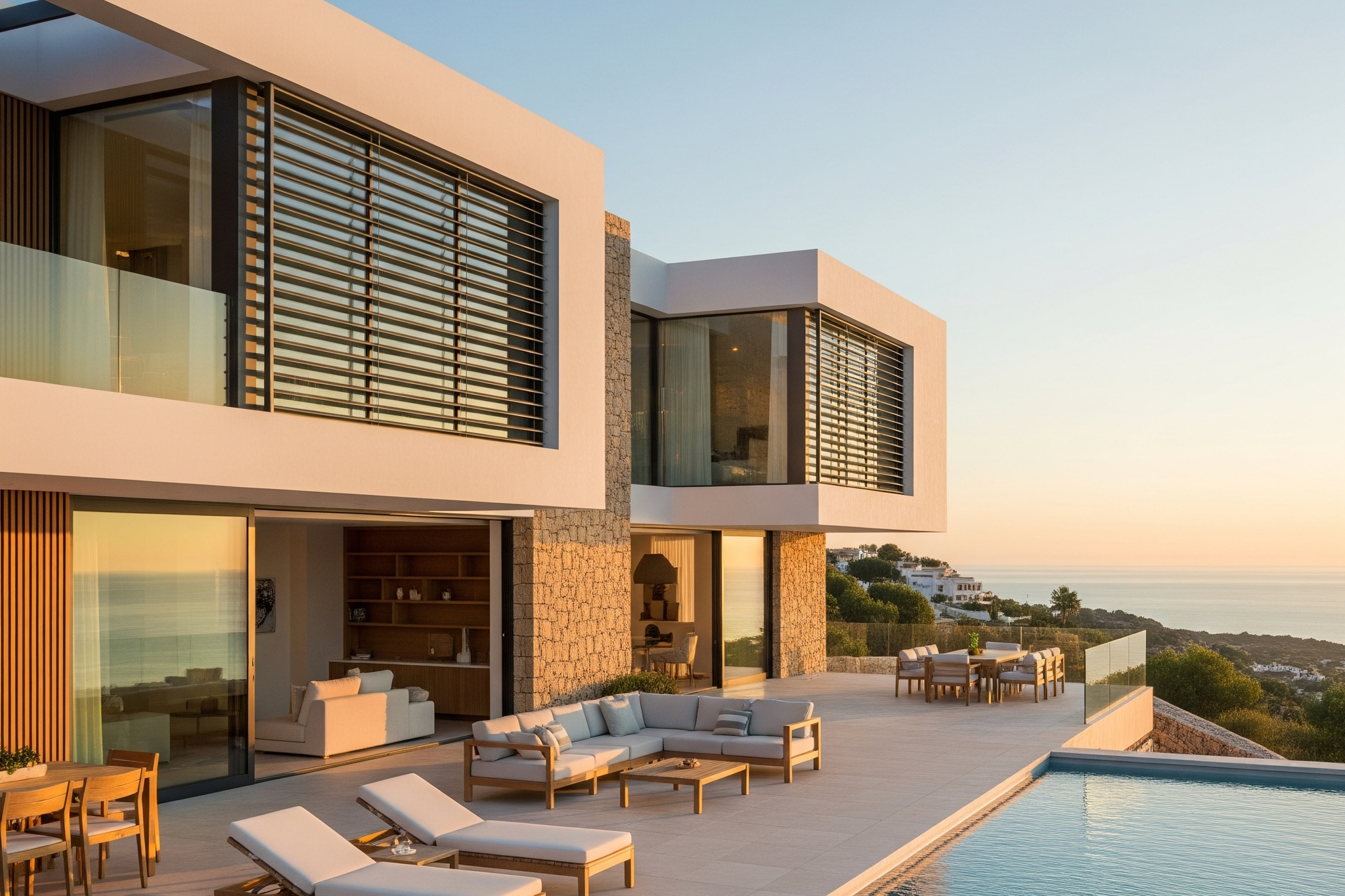 villa de lujo con vistas al mar y una piscina infinita