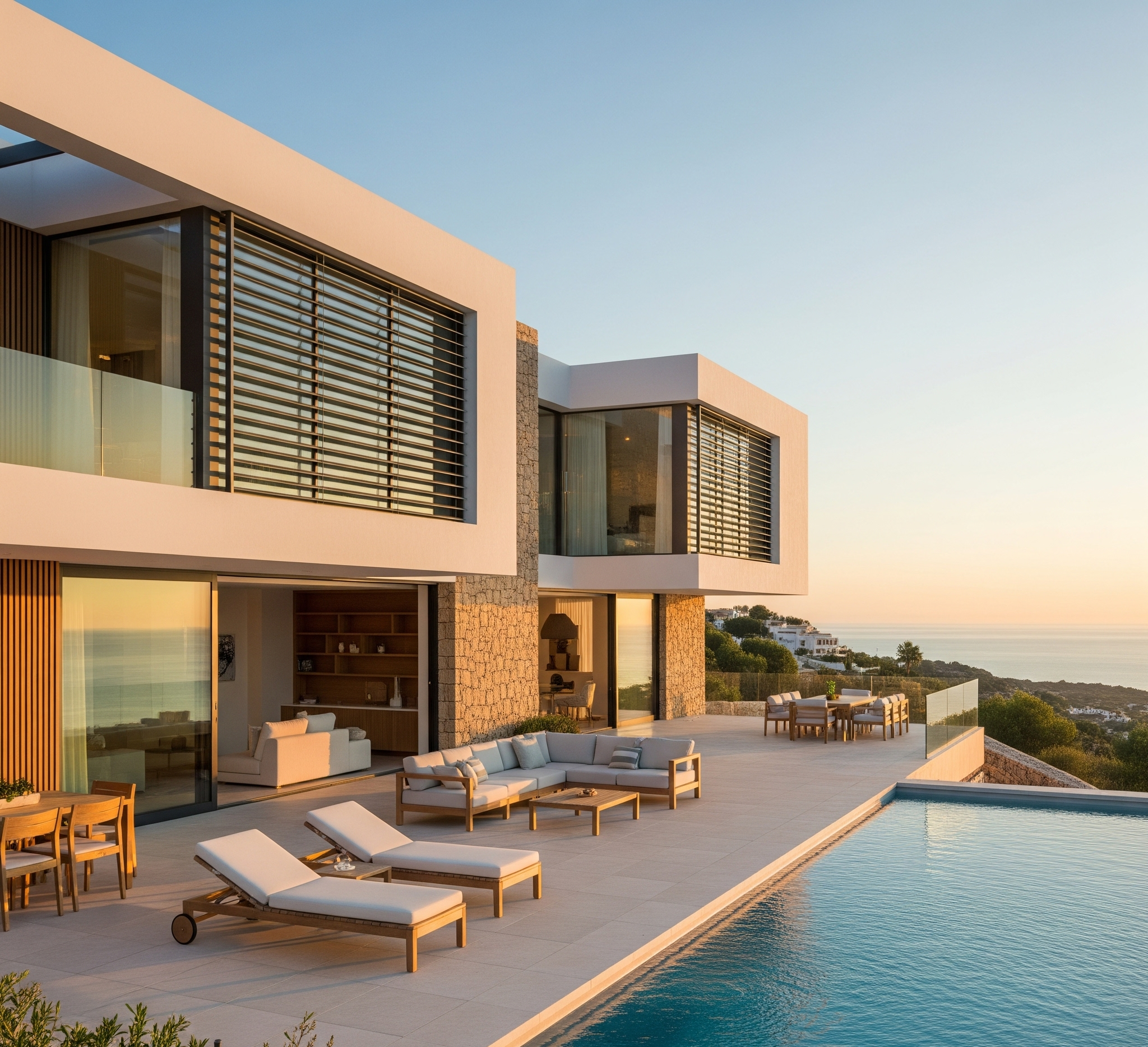 villa de lujo con vistas al mar y una piscina infinita